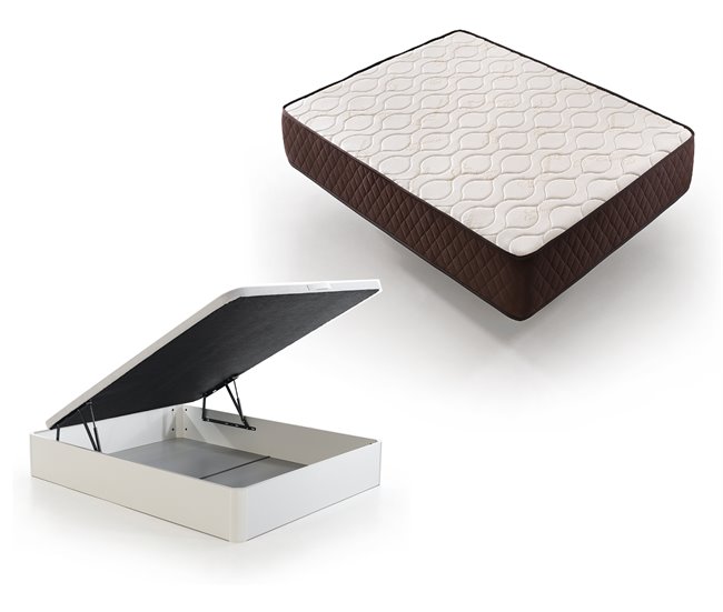 Conforama Pack Colchon + Canape Abatible Descansin | 90 x 190 | Blanco | Maxima Comodidad | Gran Almacenaje