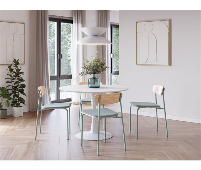 Conforama Pack De 2 Unidades Silla De Cocina ADRIANA Fija Cojín Aguamarina