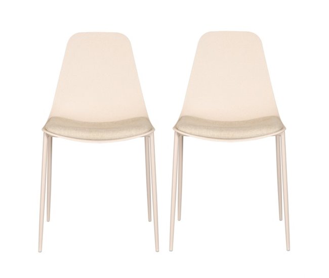 Conforama Pack de 2 unidades silla de cocina CUSHION fija PP beige