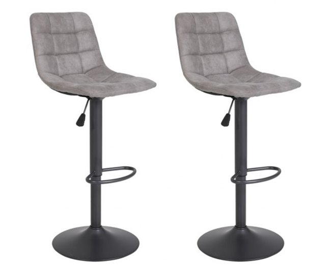 Conforama Pack De 2 Unidades Taburete Ajustable BLACK YVETTE Gris