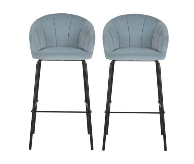 Conforama Pack de 2 unidades taburete alto NIGHT azul fijo alto 99cm