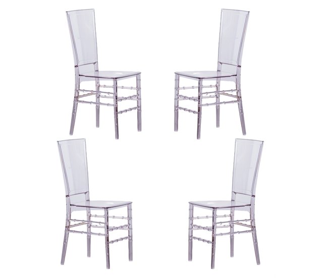 Conforama Pack de 4 sillas de diseño transparentes - Ghost