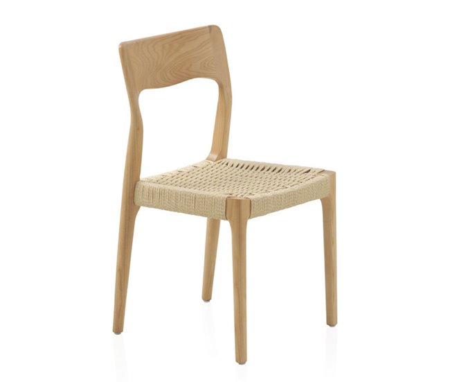 Conforama Pack De 4 Sillas De Madera De Fresno Con Asiento Trenzado