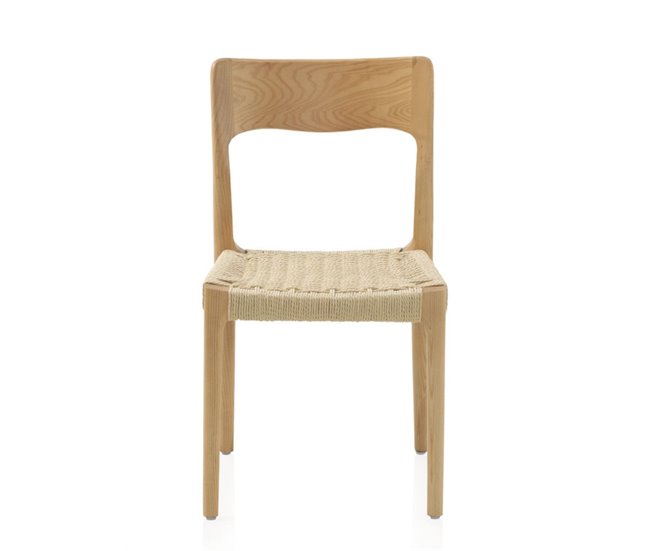 Conforama Pack de 4 Sillas de Madera de Fresno con Asiento Trenzado