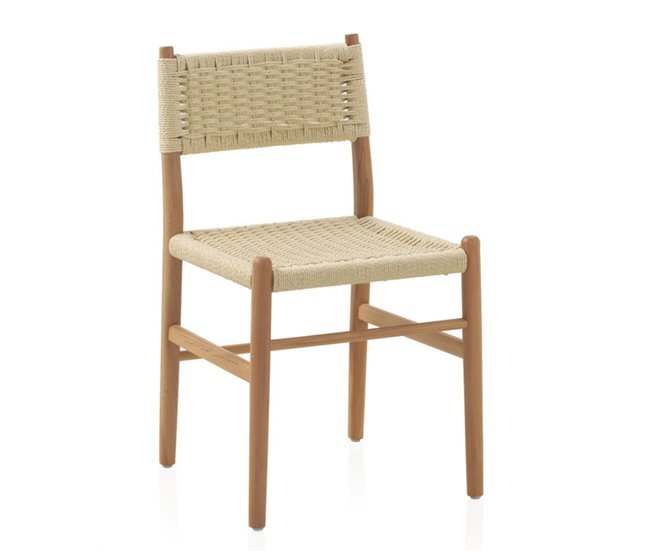 Conforama Pack de 4 Sillas de Madera de Haya con Asiento Trenzado