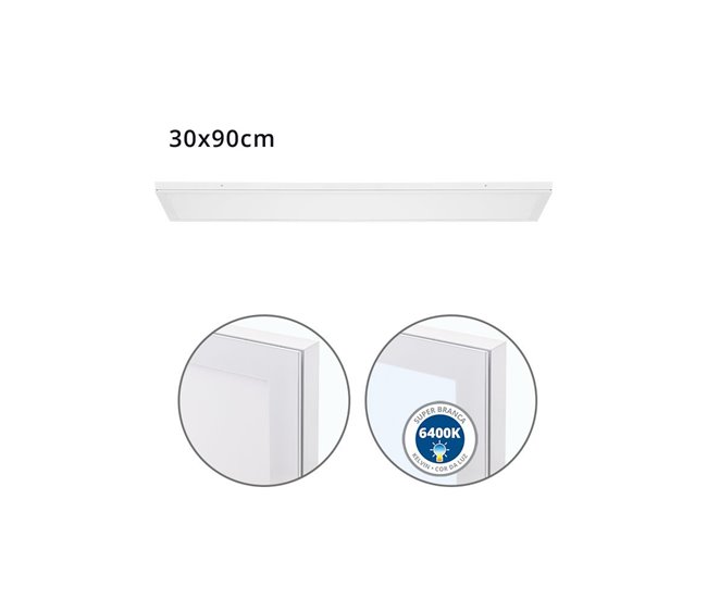 Conforama Panel Led Rectangular Aluminio Color Blanco Serie Voltaire 90cm
