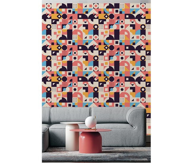 Conforama Papel Pintado Bauhaus Bauhaus - Multicolor - 1 Rollo 55 X 300 Cm