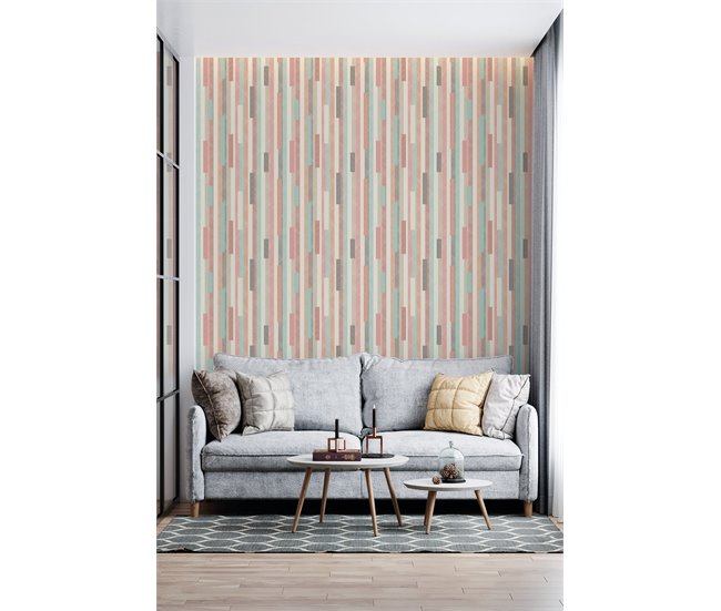 Conforama Papel Pintado Chevron Chevron - Multicolor - 1 Rollo 55 X 300 Cm