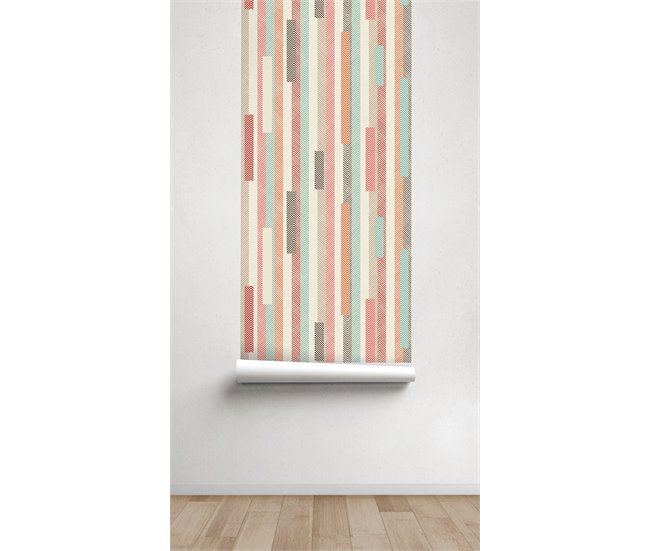 Conforama Papel Pintado Chevron Chevron - Multicolor - 1 Rollo 55 X 300 Cm
