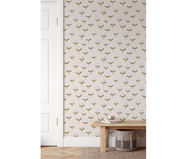 Conforama Papel Pintado Flor De Algodón FlordeAlgodón - Multicolor - 1 Rollo 55 X 300 Cm