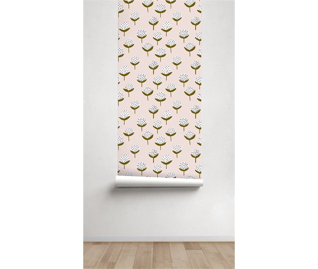 Conforama Papel Pintado Flor De Algodón FlordeAlgodón - Multicolor - 1 Rollo 55 X 300 Cm