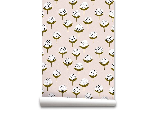 Conforama Papel pintado Flor de Algodón FlordeAlgodón - Multicolor - 1 rollo 55 x 300 cm