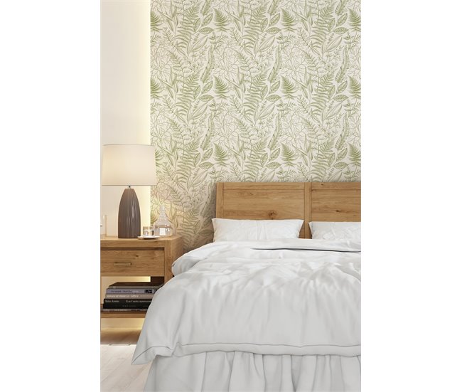 Conforama Papel Pintado Fulles Fulles - Verde - 1 Rollo 55 X 300 Cm