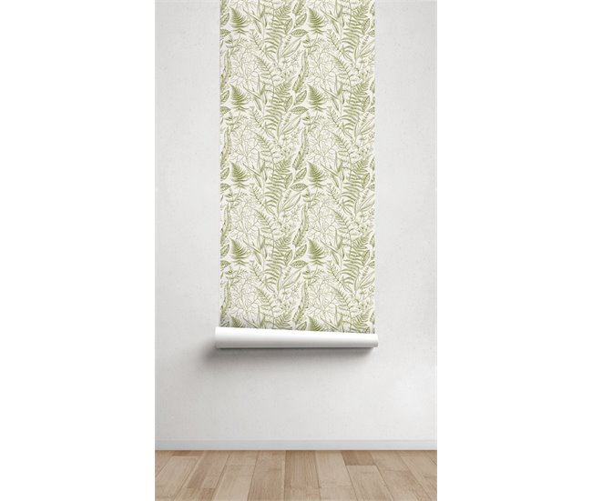 Conforama Papel Pintado Fulles Fulles - Verde - 1 Rollo 55 X 300 Cm