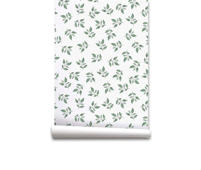 Conforama Papel pintado Hojitas Hojitas - Verde - 1 rollo 55 x 300 cm