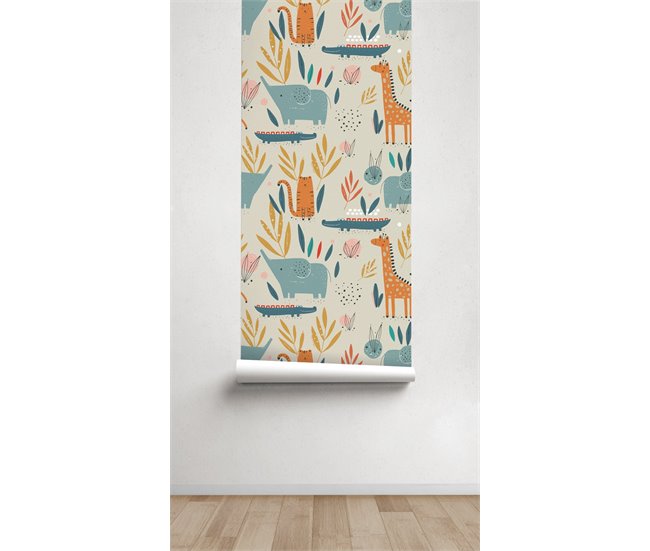 Conforama Papel Pintado Infantil Animales Selva AnimalesSelva - Multicolor - 1 Rollo 55 X 300 Cm