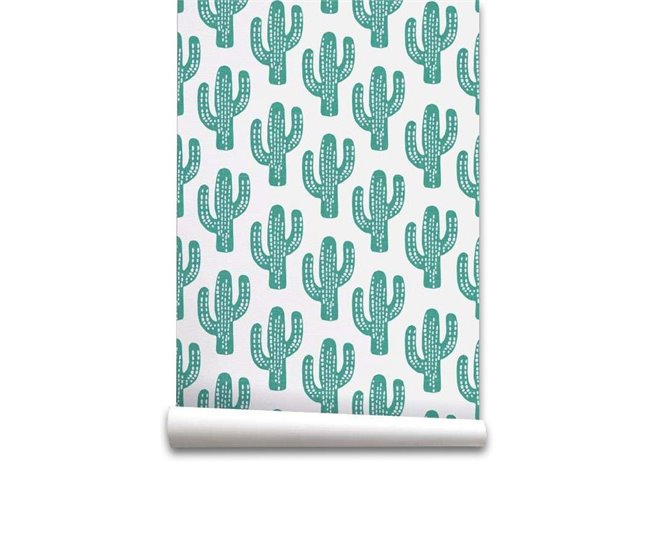 Conforama Papel pintado Infantil Cactus Cactus - Verde - 1 rollo 55 x 300 cm