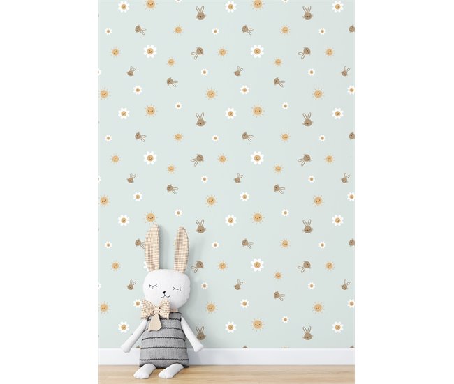 Conforama Papel Pintado Infantil Conejito Conejito - Verde - 1 Rollo 55 X 300 Cm
