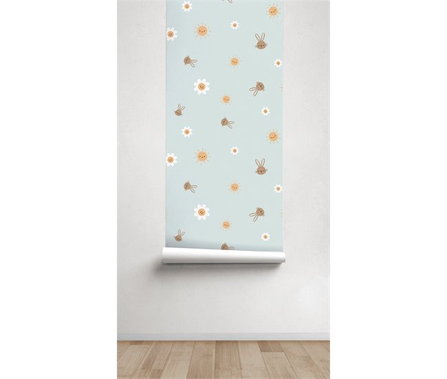 Conforama Papel Pintado Infantil Conejito Conejito - Verde - 1 Rollo 55 X 300 Cm