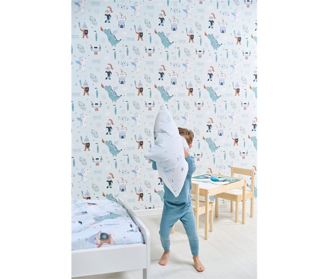 Conforama Papel Pintado Infantil Dragón Dragón - Azul - 1 Rollo 55 X 300 Cm