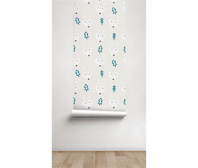 Conforama Papel Pintado Infantil Fox Blue FoxBlue - Beige - 1 Rollo 55 X 300 Cm