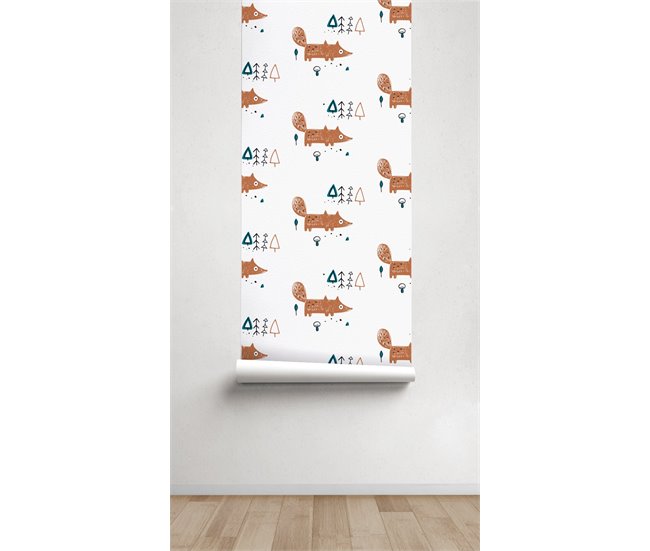 Conforama Papel Pintado Infantil Fox Bosque FoxBosque - Multicolor - 1 Rollo 55 X 300 Cm