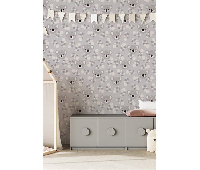 Conforama Papel Pintado Infantil Koala Koala - Gris - 1 Rollo 55 X 300 Cm