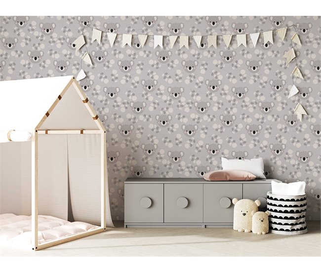 Conforama Papel Pintado Infantil Koala Koala - Gris - 1 Rollo 55 X 300 Cm