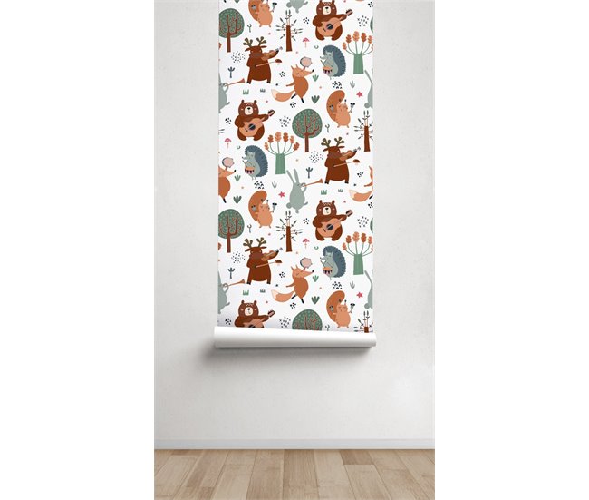 Conforama Papel Pintado Infantil Oso Bosque OsoBosque - Multicolor - 1 Rollo 55 X 300 Cm