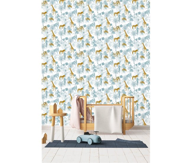 Conforama Papel Pintado Infantil Safari Safari - Azul - 1 Rollo 55 X 300 Cm