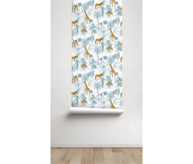 Conforama Papel Pintado Infantil Safari Safari - Azul - 1 Rollo 55 X 300 Cm