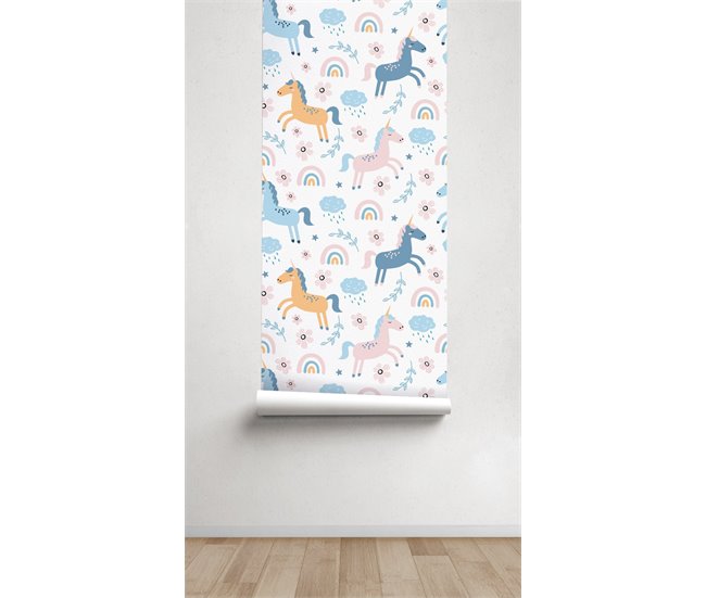 Conforama Papel Pintado Infantil Unicornios Unicornios - Multicolor - 1 Rollo 55 X 300 Cm