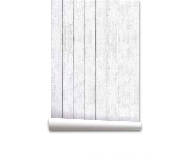 Conforama Papel pintado Madera Madera - Blanco - 1 rollo 55 x 300 cm