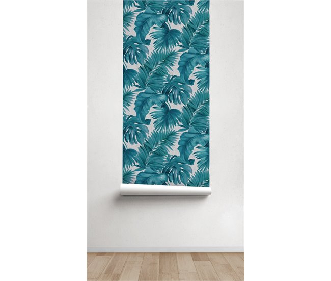 Conforama Papel Pintado Palmeiras Palmeiras - Azul - 1 Rollo 55 X 300 Cm