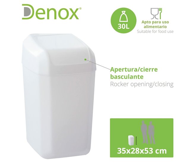 Conforama Papelera Denox Blanco 30 L (35 X 28 X 53 Cm)
