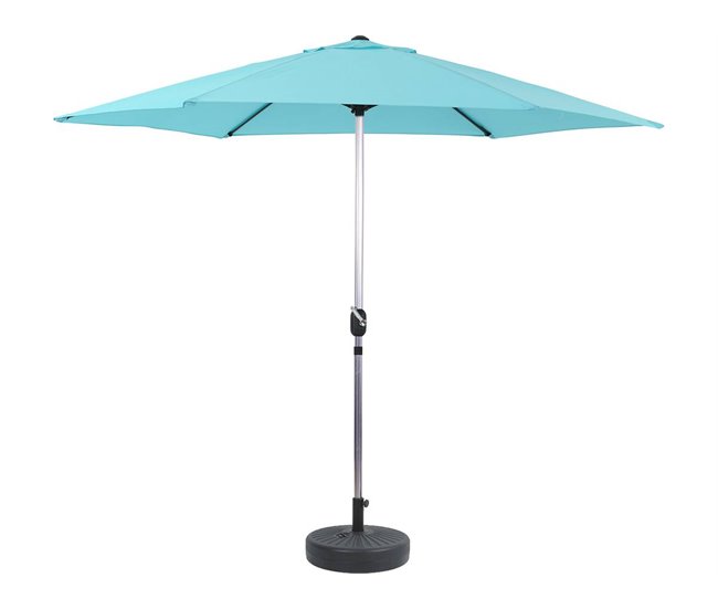 Conforama Parasol de Jardín Aluminio "Sol" – Azul - Ø3m con base