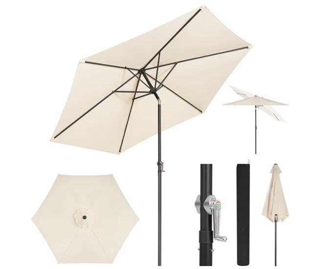 Conforama Parasol De Jardín De Aluminio - Sol - Circular - Ø 3m - Crudo