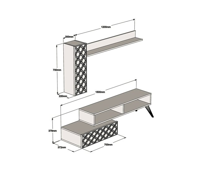 Conforama Pared Equipada Dpinard Composición De La Sala De Estar Muebles De Salón Multiusos Gabinete De TV 150x37h38 Cm Nogal Y Blanco