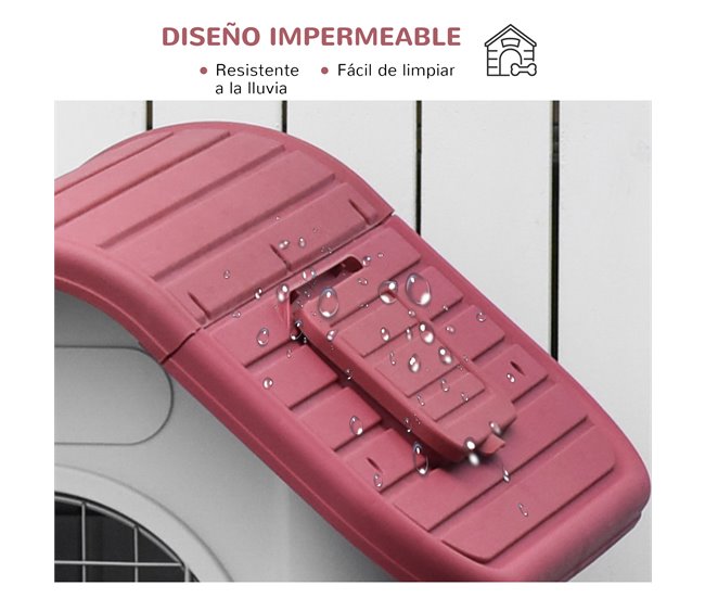 Conforama PawHut Caseta Para Perro Con Puerta Extraíble Base Elevada 3 Respiraderos Y Ventana Abrible Caseta De Perros Para Interior Y Exterior 59x75x66 Cm Gris Rojo
