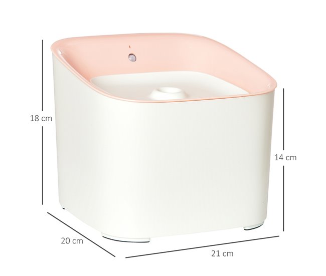 Conforama PawHut Fuente De Agua Para Gatos 3L Con Sensor De Infrarrojos 3 Modos Dispensador De Agua Para Perros Y Gatos Bebedero Para Gatos Con Luz Indicadora LED 21x20x18 Cm Blanco Y Rosa