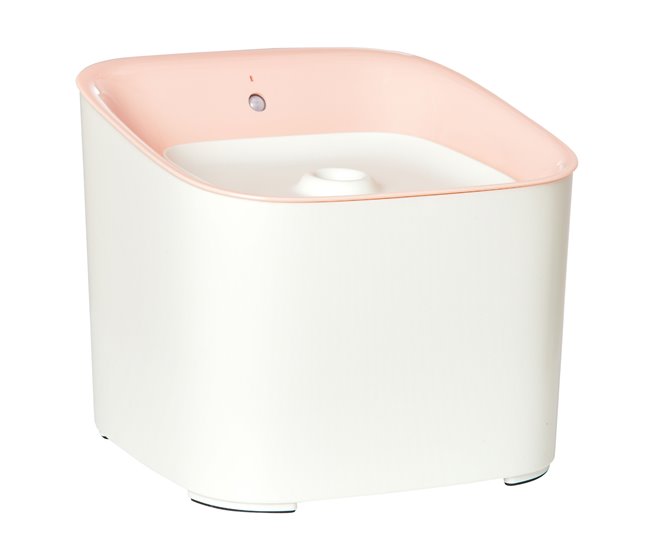 Conforama PawHut Fuente de Agua para Gatos 3L con Sensor de Infrarrojos 3 Modos Dispensador de Agua para Perros y Gatos Bebedero para Gatos con Luz Indicadora LED 21x20x18 cm Blanco y Rosa