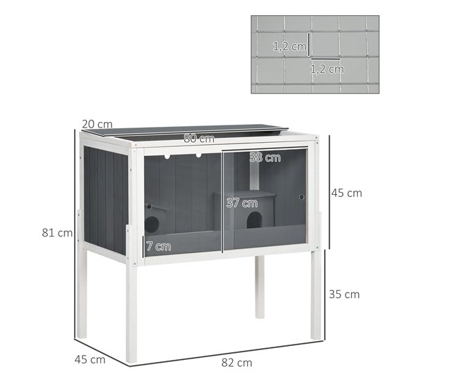 Conforama PawHut Jaula Para Hámster De Madera 82x45x81 Cm Casa Para Roedores Con 2 Puertas De Acrílico Estante Extraíble 2 Casitas Para Animales Pequeños Gris Oscuro