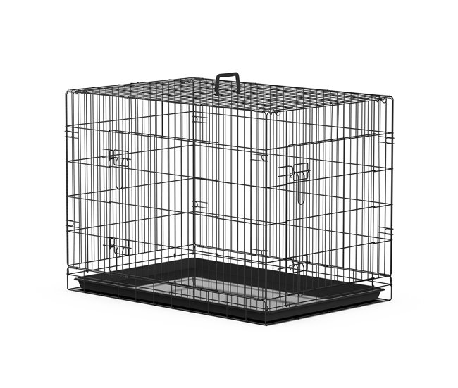 Conforama PawHut Jaula para Perros Plegable Transportín para Perros con 2 Puertas Bandeja Extraíble y Asa de Transporte 92x57x62 5 cm Negro