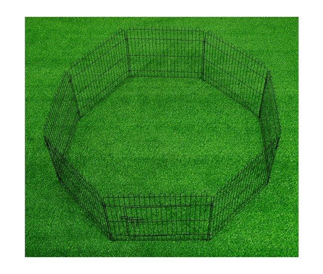Conforama PawHut Parque De Juegos Para Perros 8 Paneles 71x61 Cm Plegables Jaula Metálica Para Mascotas Con Puerta Para Jardín Patio Exterior Negro