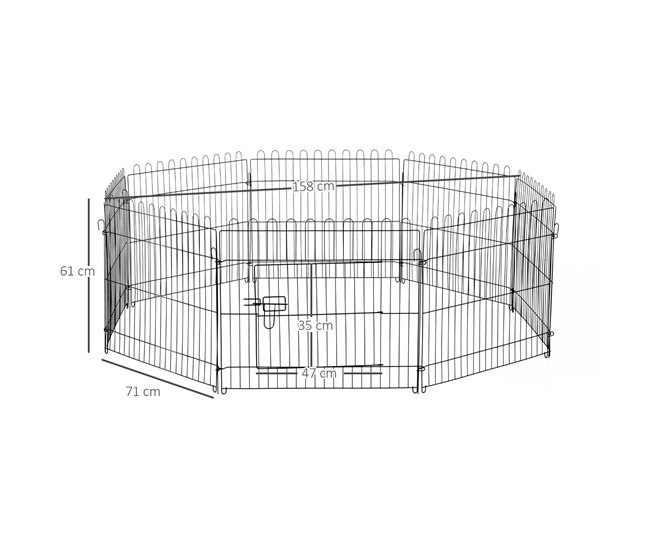 Conforama PawHut Parque De Juegos Para Perros 8 Paneles 71x61 Cm Plegables Jaula Metálica Para Mascotas Con Puerta Para Jardín Patio Exterior Negro