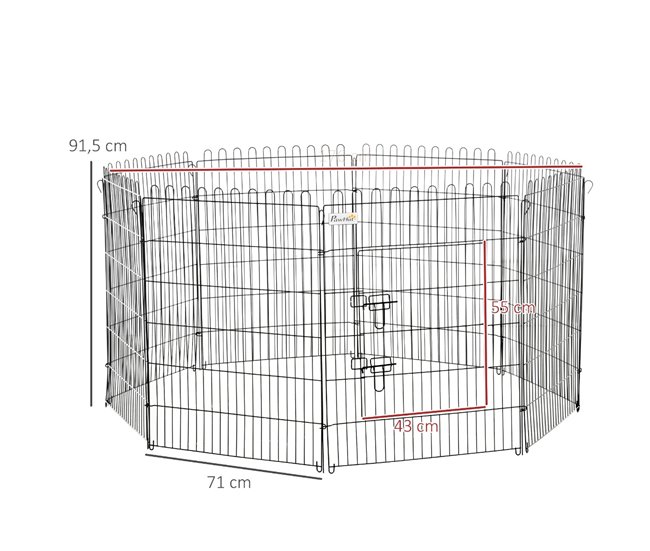 Conforama PawHut Parque De Juegos Para Perros 8 Paneles 71x91 5 Cm Plegables Jaula Metálica Para Mascotas Con Puerta Para Jardín Patio Exterior Negro