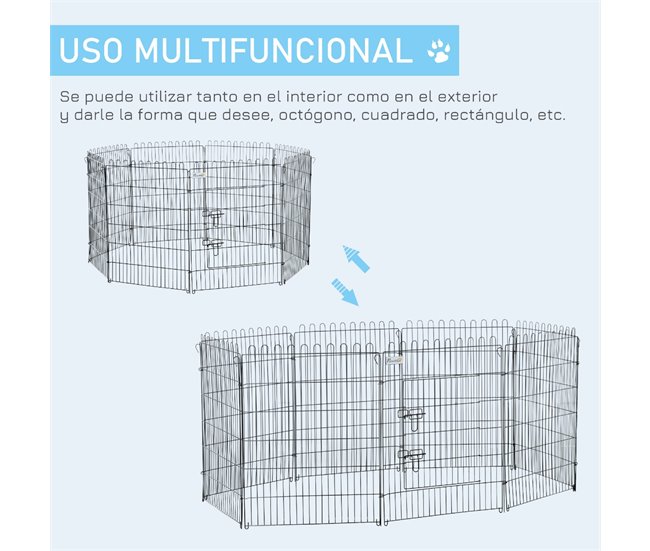 Conforama PawHut Parque De Juegos Para Perros 8 Paneles 71x91 5 Cm Plegables Jaula Metálica Para Mascotas Con Puerta Para Jardín Patio Exterior Negro