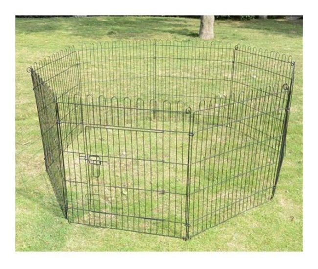 Conforama PawHut Parque De Juegos Para Perros 8 Paneles 76x71 Cm Plegables Jaula Metálica Para Mascotas Con Puerta Para Jardín Patio Exterior Negro