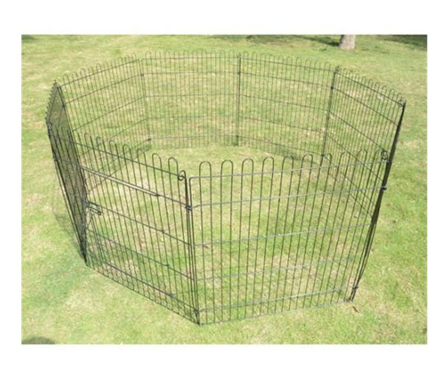 Conforama PawHut Parque De Juegos Para Perros 8 Paneles 76x71 Cm Plegables Jaula Metálica Para Mascotas Con Puerta Para Jardín Patio Exterior Negro