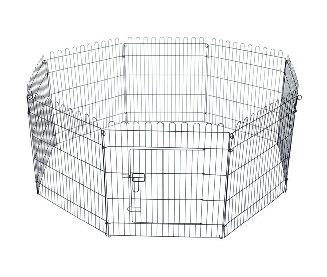 Conforama PawHut Parque de Juegos para Perros 8 Paneles 76x71 cm Plegables Jaula Metálica para Mascotas con Puerta para Jardín Patio Exterior Negro